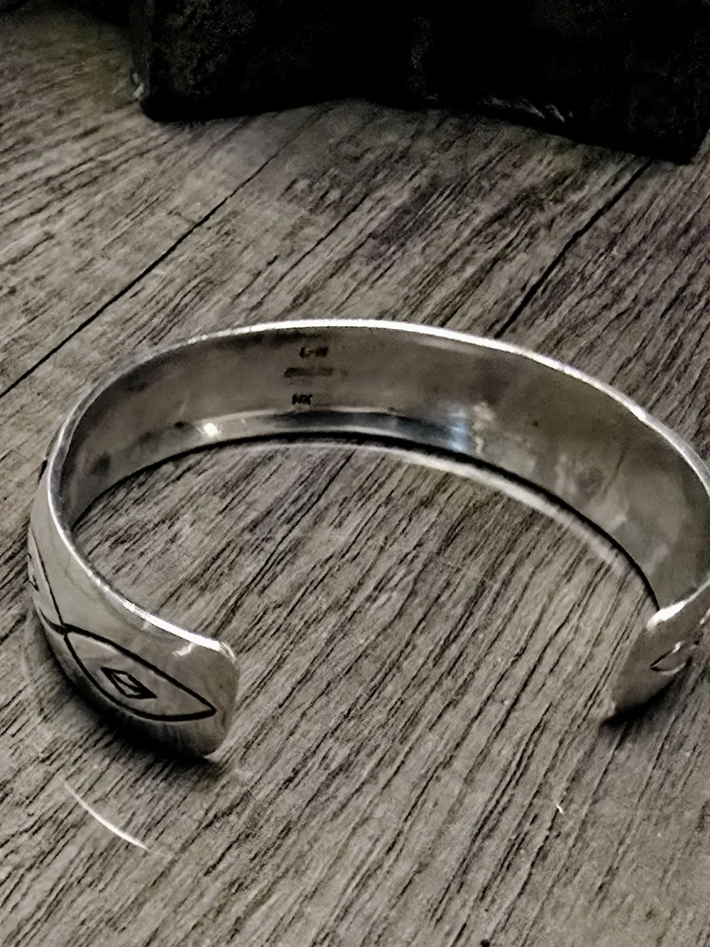 Silver Cuff with Architectural Gold Inlay Native Pueblo Village Cuff